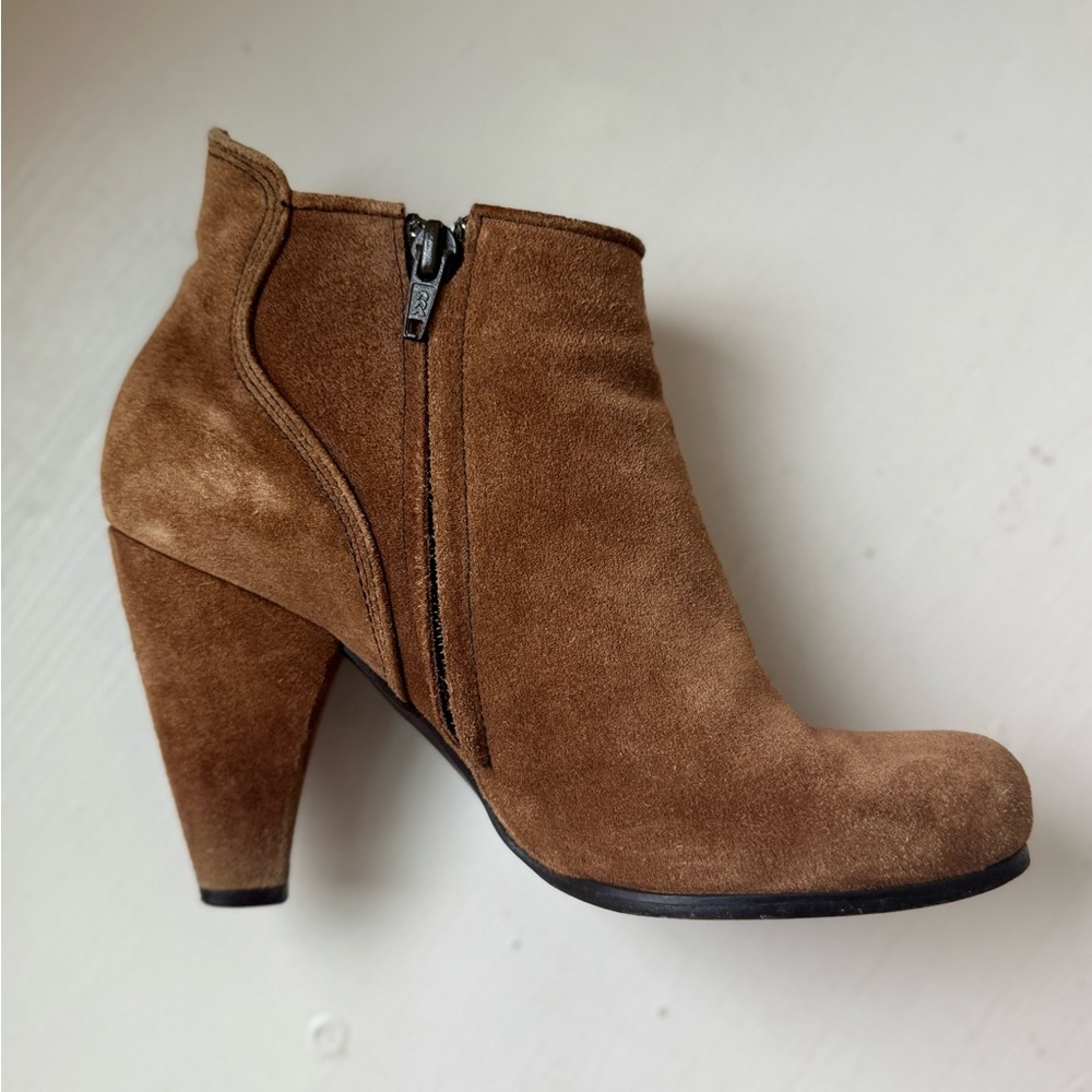COCLICO Tan Suede Ankle Booties